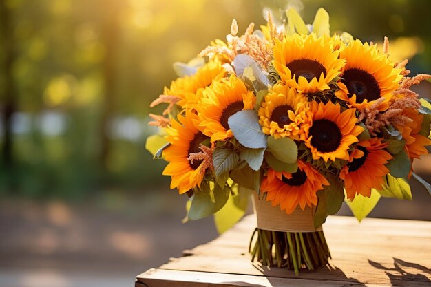 Sonnenblumen mit einem Blumenstrauß