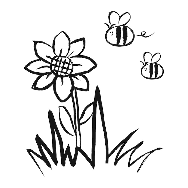 Sonnenblumen-PNG-Aufkleber Blumen-Dudle durchsichtiger Hintergrund