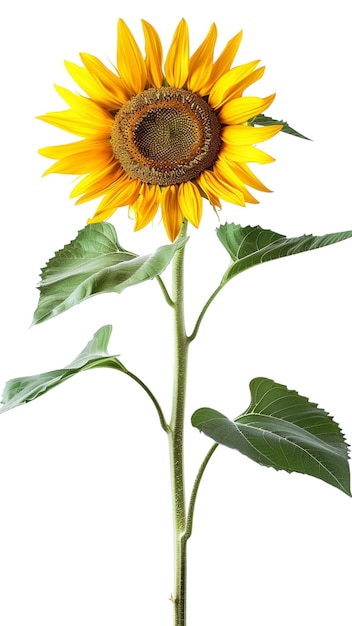 Sonnenblumenblume mit Blättern und Stängel
