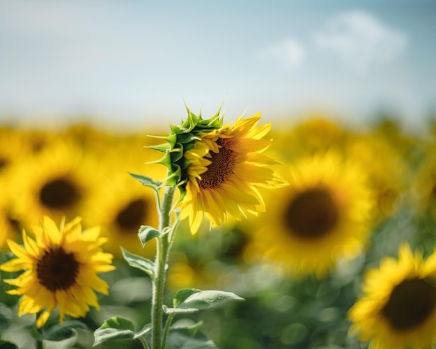 Sonnenblumenfeld unter hellem Sonnenlicht