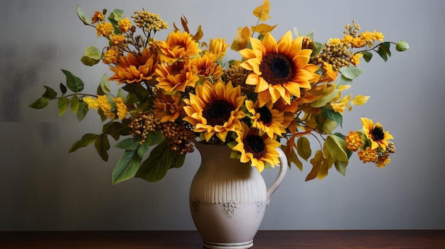 Sonnenblumenstrauß in einer rustikalen Vase