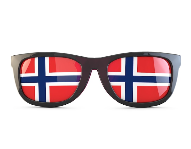 Sonnenbrille mit norwegischer Flagge 3D-Rendering