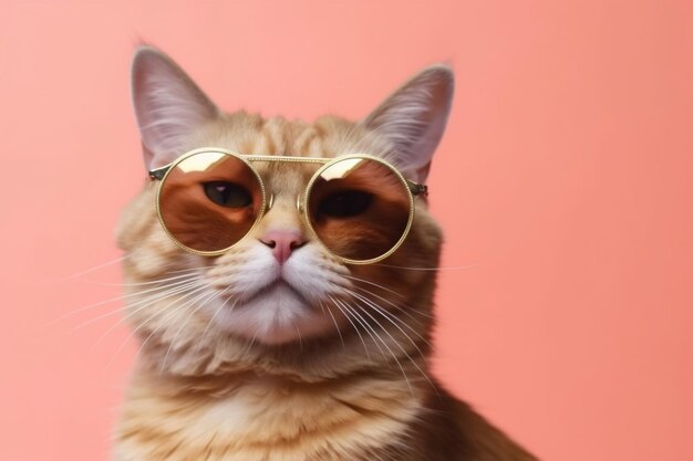 Sonnenbrille Porträt Tier bunte Katze Mode Haustier süß Neon lustig Generative KI