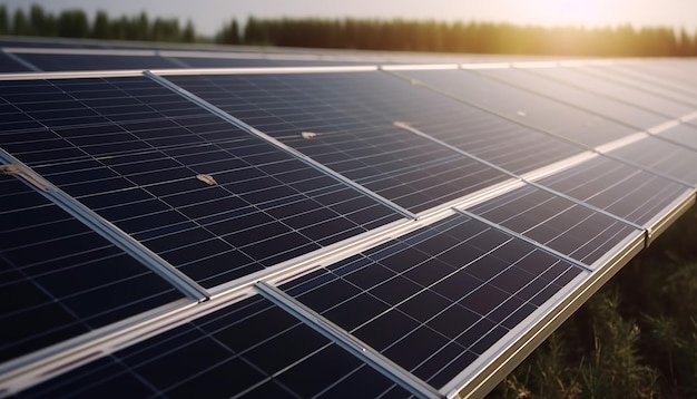 Sonnenenergie-Panels auf dem Feld Konzept der nachhaltigen Ressourcen