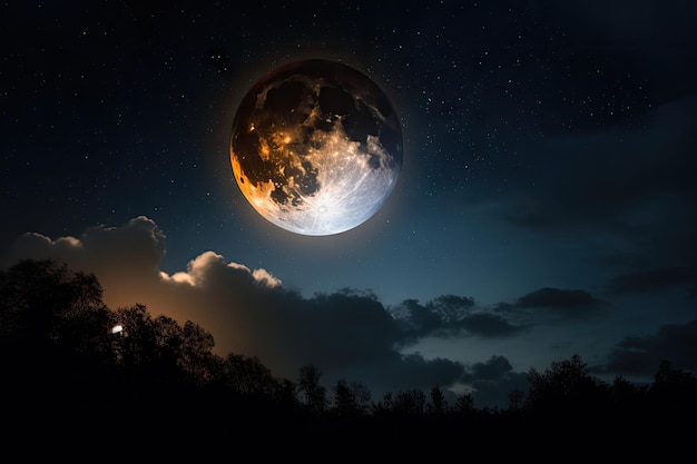 Sonnenfinsternis mit Blick auf den Mond und die Sterne am Nachthimmel