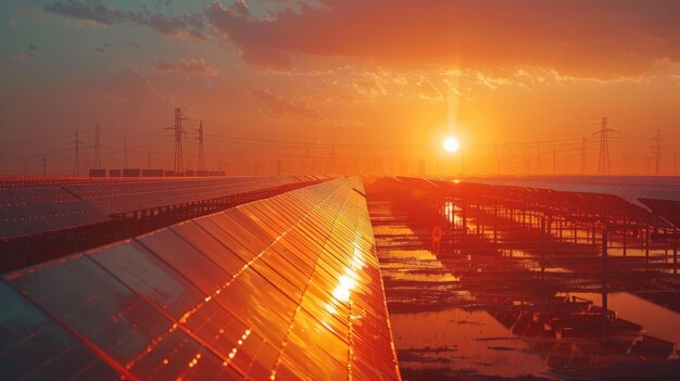 Foto sonnenkollektoren auf dem dach eines hauses bei sonnenuntergang sonnenenergie alternative energie erneuerbare energie photovoltaik