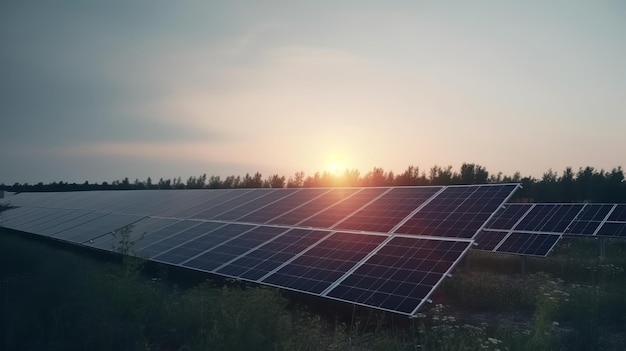 Sonnenkollektoren auf Himmelshintergrund erzeugen grünen Strom