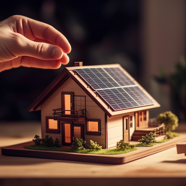 Sonnenkollektoren grüne Energie für Zuhause, weißer Hintergrund, generative KI