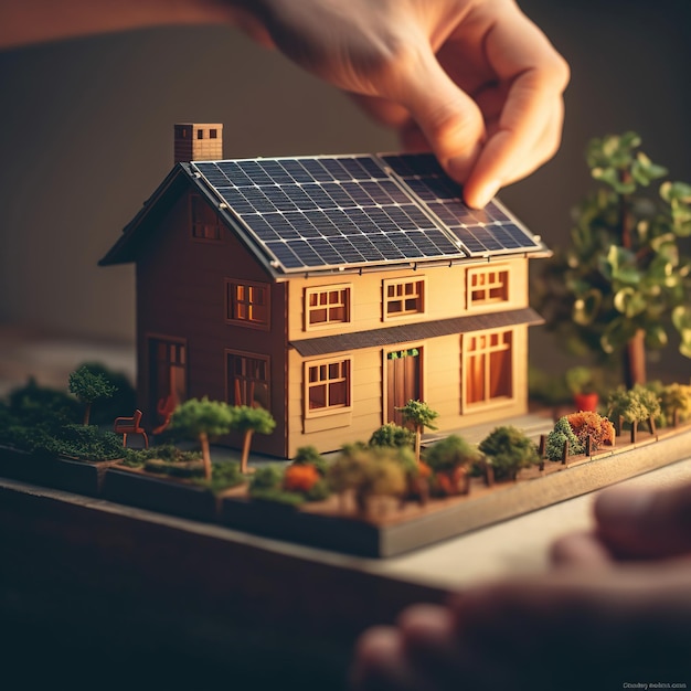 Sonnenkollektoren grüne Energie für Zuhause, weißer Hintergrund, generative KI