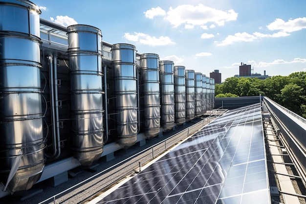 Sonnenkollektoren im Freien alternatives Energiekonzept generative KI