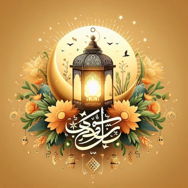 Sonnenlampe arabischer Stil Typografie Eid Mubarak Hintergrund