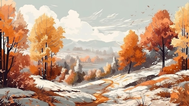 Sonnenlicht bricht durch die Herbstblätter der Bäume im EA Generative Ai