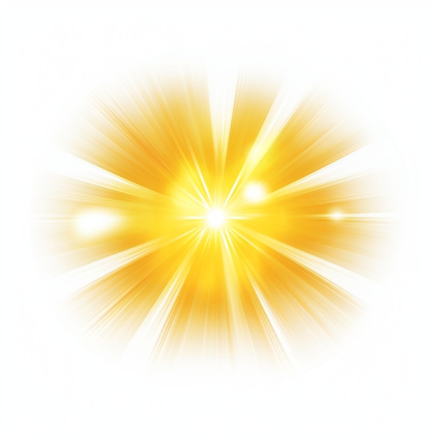 Sonnenlicht-Effekt mit gelben Strahlen und Blendung der Linse