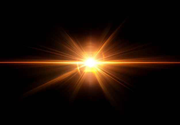 Sonnenlicht Überlagerung Lichtstrahlen isoliert auf schwarzem Hintergrund Optik Lins Flare Effekt