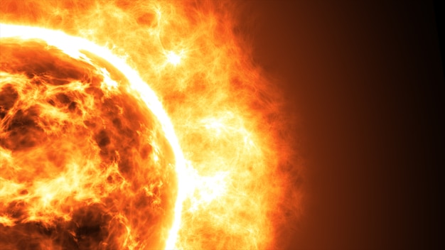 Sonnenoberfläche mit Sonneneruptionen. Abstrakter wissenschaftlicher Hintergrund