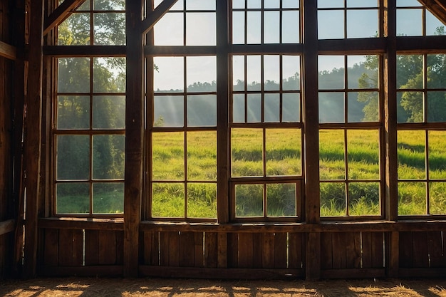 Sonnenstrahlen durch rustikale Scheunefenster