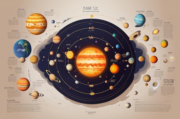 Foto sonnensystem planeten hintergrundvektor sonne galaxie astrologie infografik poster erde jupiter