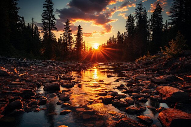 Sonnenuntergang am Flussbogen