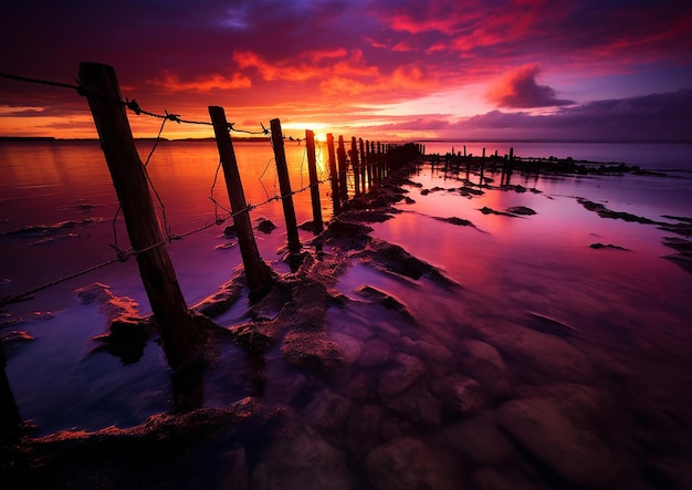 Sonnenuntergang am Meer im Stil von Matt