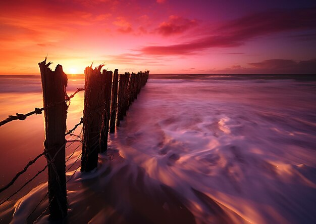 Sonnenuntergang am Meer im Stil von Matt