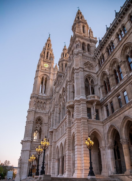 Foto sonnenuntergang am rathaus wien österreich