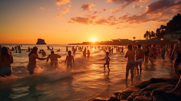 Foto sonnenuntergang am strand in puerto de la cruz teneriffe kanarische inseln spanien