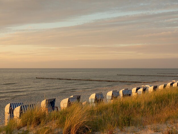 Foto sonnenuntergang am strand von zingst