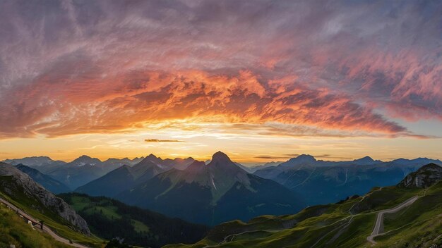 Sonnenuntergang auf dem Berg