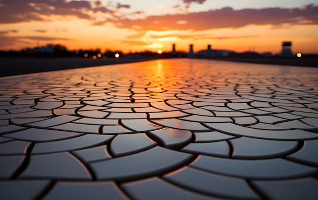 Sonnenuntergang auf dem Straßenboden