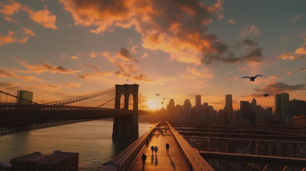 Sonnenuntergang auf der Brooklyn Bridge