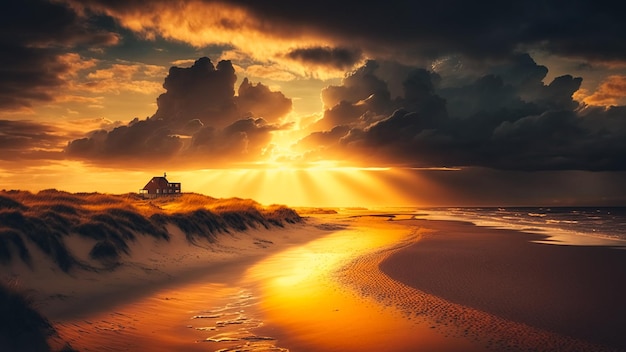 sonnenuntergang bei föhr nordsee deutschland