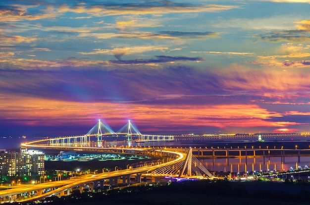 Sonnenuntergang der Incheon-Brücke, Südkorea