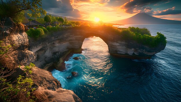 Sonnenuntergang des Tanah Lot Tempels auf Bali, Indonesien