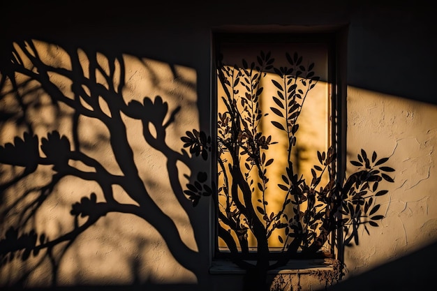 Sonnenuntergang Fenster Wandschatten Dunkle Wand