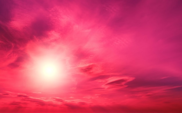 Sonnenuntergang Himmel in Viva Magenta trendy im Jahr 2023 Farbe Himmel Textur abstrakter Naturhintergrund