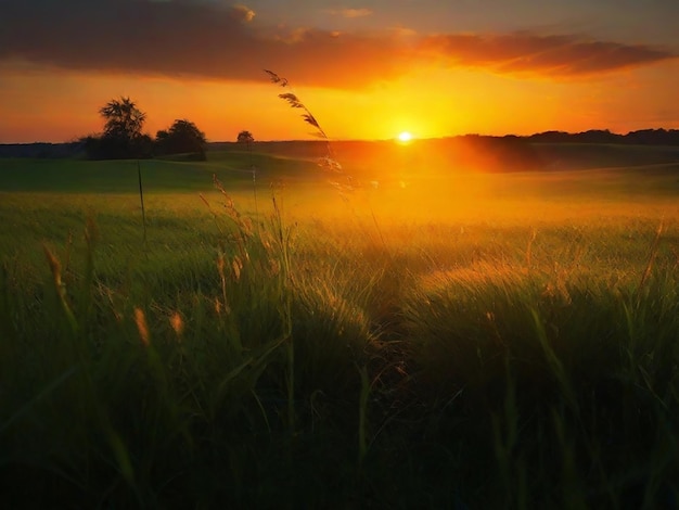 Foto sonnenuntergang im gras