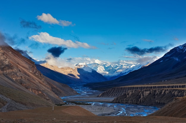 Sonnenuntergang im Himalaya. Spiti-Tal