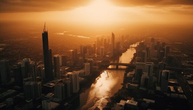 Sonnenuntergang in der Stadt Sonnenaufgang über der Stadt Sonnenuntergänge über der Stadt generative KI