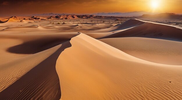 Sonnenuntergang in der Wüste Panoramabild des Wüsten Sand in der Wüstenscene Landschaft in der Wüsten