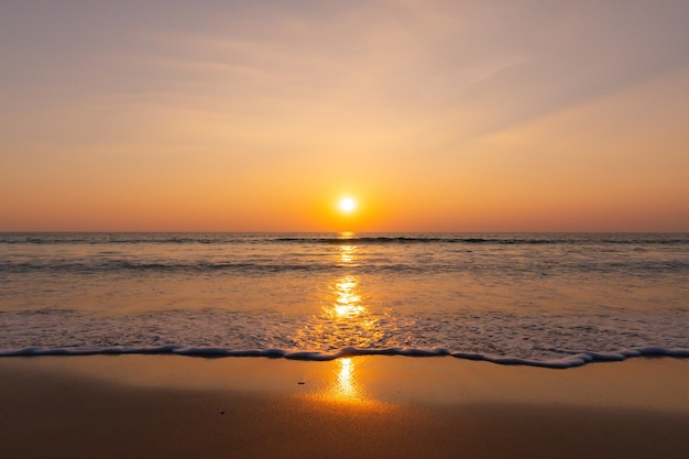 Sonnenuntergang Strand Meer Landschaft Wasserwelle schön