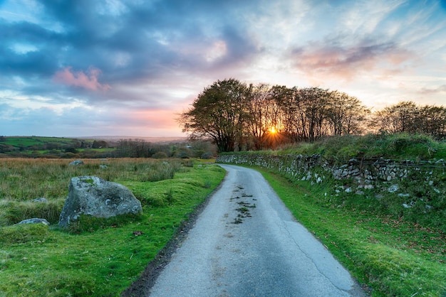 Sonnenuntergang über Bodmin Moor