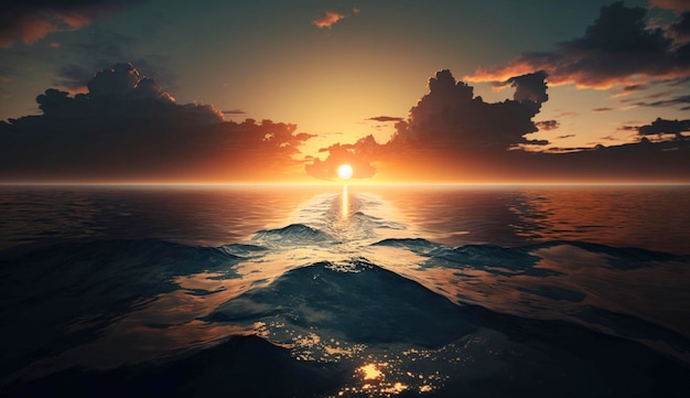 Sonnenuntergang über dem Ozean Generative KI