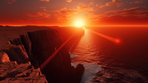 Sonnenuntergang über den Felsen Strahlen der Abendsonne über der Erde