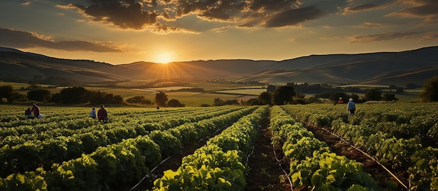 Sonnenuntergang über den Weinbergen