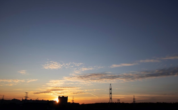 Foto sonnenuntergang über der stadt