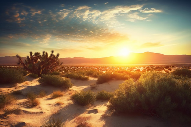 Sonnenuntergang über der Wüste in Kalifornien, USA