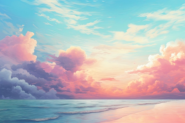Sonnenuntergang über einem Strand mit Wolken