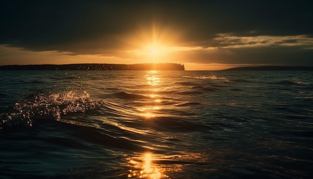 Sonnenuntergang über einer ruhigen Meereslandschaft, ein nautisches Abenteuer, das von KI generiert wird