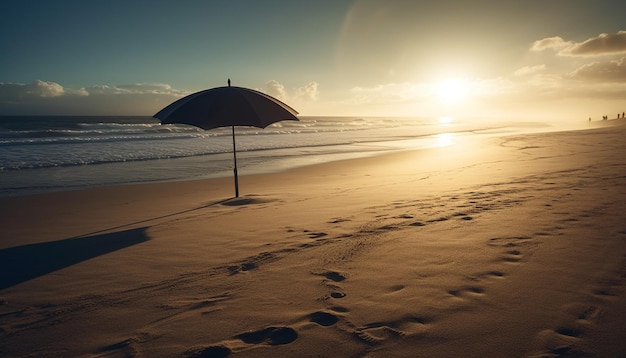 Sonnenuntergang über ruhigen Gewässern, ein tropisches Paradies, das von KI generiert wurde