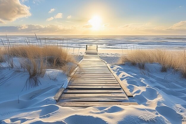 Sonnenuntergang und große Wellen des Meeres und des Strandes